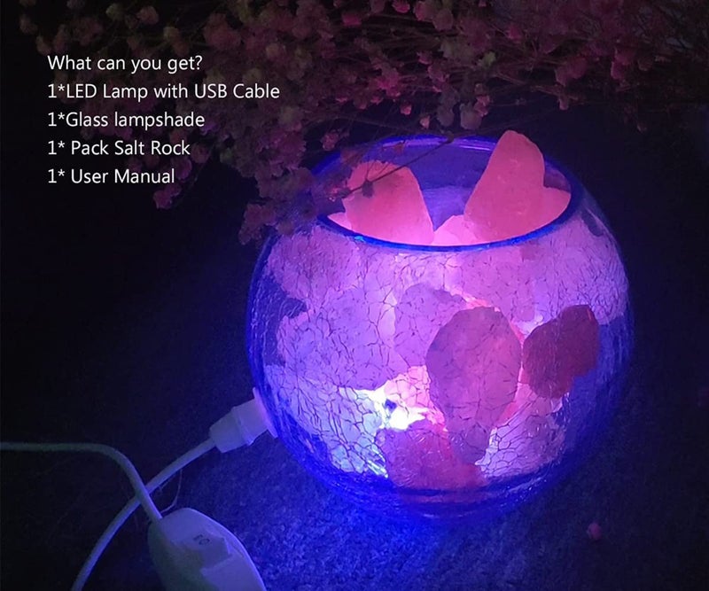 V.C.Formark USB Himalayan Salt Lamp, Salt Rock Lamp with Natural Salt Chunks Bring Visual Impact of Ice and Fire to you, Used for Desk, Bedroom, Living Room and Gift - Color Changing + Warm Light Mode - Image 5